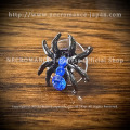 【ネクロマンス NECROMANCE】 ラインストーン スパイダーピアス Rhinestone Spider Pierce ＜ブルー/Blue/青＞ 蜘蛛