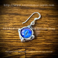 【ネクロマンス NECROMANCE】 シルバー義眼ピアス Silver Glass Eye Pierce ＜ブルー/Blue/青＞ 目玉 悪魔 ドラゴン Dragon 龍