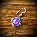 【ネクロマンス NECROMANCE】 シルバー義眼ピアス Silver Glass Eye Pierce ＜パープル ピンク/Purple Pink/紫青＞ 目玉 悪魔 ドラゴン Dragon 龍