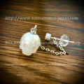 【ネクロマンス NECROMANCE】 ドロップ スカル パール ピアス ＜ホワイト/White/白色＞ Drop Skull Pearl Pierce 真珠 淡水パール 骸骨