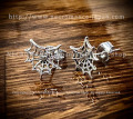 【ネクロマンス NECROMANCE】 シルバー ハート スパイダーウェブ スタッドピアス Real Silver Heart Spider Stud Pierce 蜘蛛の巣 蜘蛛