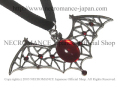 【ネクロマンス NECROMANCE】 ベルベットバットネックレス Velvet Bat Necklace ＜レッド/Red/赤＞ 蝙蝠 コウモリ