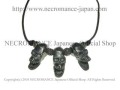 【ネクロマンス NECROMANCE】 スリーラージスクリーミングスカルネックレス Three Large Screaming Skull Necklace 叫び 骸骨