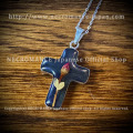 【ネクロマンス NECROMANCE】 ミニローズスモールクロスネックレス Mini Rose Small Cross Necklace ＜ブラック/Black/黒＞ 薔薇 十字架
