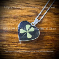 【ネクロマンス NECROMANCE】 シルバーハートフォーリーフクローバーネックレス silver heart Four Leaf Clover Necklace ＜ブラック/Black/黒＞ 四つ葉 ハート型
