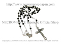 【ネクロマンス NECROMANCE】【数量限定】 ブラックグラスロザリオネックレス Black Glass Rosary Necklace＜ローズ/Rose＞十字架 クロス 薔薇