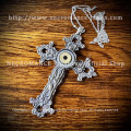 【ネクロマンス NECROMANCE】【限定】 シルバーローズロザリオ義眼ネックレス Silver Rose Rosary Glass Eye Necklace ＜グリーン/Green/緑＞十字架 クロス 目玉