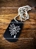 【ネクロマンス NECROMANCE】 ドッグタグネックレス<ハートスパイダーウェブ> Heart Spider Web Dog Tag Necklace ハート 蜘蛛の巣 蜘蛛