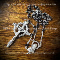 【ネクロマンス NECROMANCE】【数量限定】 ブラックグラスロザリオネックレス Black Glass Rosary Necklace＜ローズヴァイン＞ 十字架 クロス 薔薇