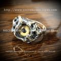 【チャリティー企画商品】【ネクロマンス NECROMANCE】 シルバーロールドラゴン義眼リング Silver Roll Dragon Glass Eye Ring ＜グリーン/Green/緑＞ 龍 目玉