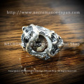 【チャリティー企画商品】【ネクロマンス NECROMANCE】 シルバーロールドラゴン義眼リング Silver Roll Dragon Glass Eye Ring ＜ブルー/Blue/青＞ 龍 目玉