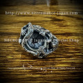 【チャリティー企画商品】【ネクロマンス NECROMANCE】 シルバーロールドラゴン義眼リング Silver Roll Dragon Glass Eye Ring ＜ブルー/Blue/青＞ 龍 目玉