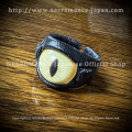 【数量限定 ご予約受付中】【ネクロマンス NECROMANCE】 レザー義眼リング Leather Eye Ring ＜イエローキャット/Yellow Cat/黄色猫目＞ 目玉 革