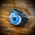 【数量限定 ご予約受付中】【ネクロマンス NECROMANCE】 レザー義眼リング Leather Eye Ring ＜ブライトブルー/Brigt Blue/青＞ 目玉 革