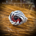 【特別限定版】【ネクロマンス NECROMANCE】 シルバードラゴンクロー義眼リング Silver Dragon Claw Glass Eye Ring ＜ヴァンパイア レッド/Vampire Red/赤＞ 爪 龍 目玉