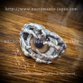 【ご予約受付中】【ネクロマンス NECROMANCE】シルバーボーンハンド義眼リング Silver Bone Hand Glass Eye Ring ＜ブラウン/Brown/茶色＞目玉 骸骨