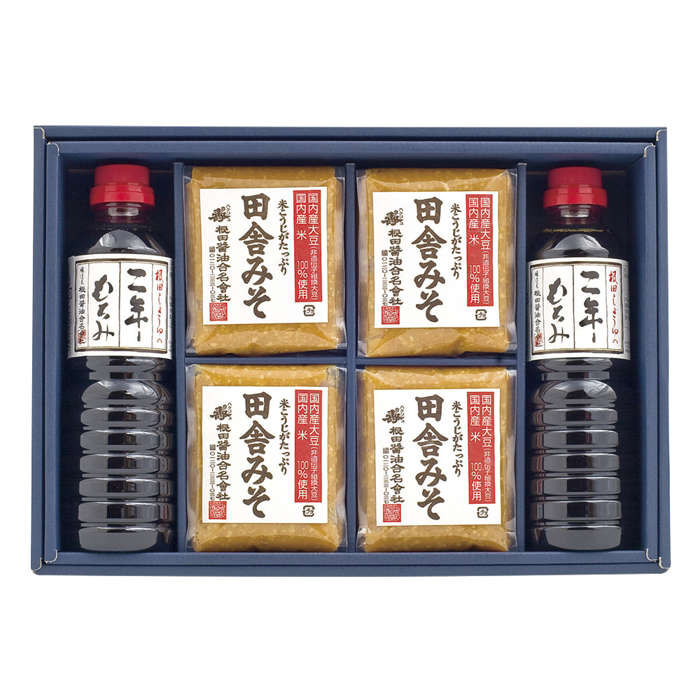 味噌と醤油の詰合せ　田舎みそ500g×4個、二年もろみ醤油500ml×2本(W504)
