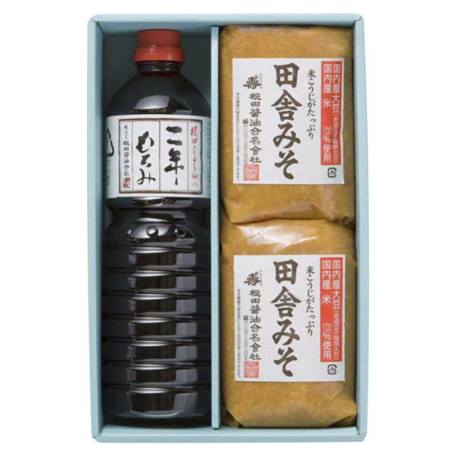 味噌と醤油の詰合せ　田舎みそ1kg×2個、二年もろみ醤油1L×1本(W302)