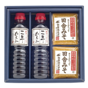 味噌と醤油の詰合せ　田舎みそ500g×2個、二年もろみ醤油500ml×2本(W051)