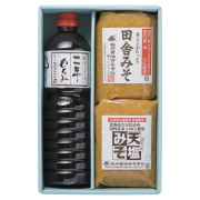 味噌と醤油の詰合せ　田舎みそ1kg×1個、天塩みそ1kg×1個、二年もろみ醤油1L×1本(W303)