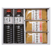 味噌と醤油の詰合せ　田舎みそ1kg×3個、二年もろみ醤油1L×2本(W401)