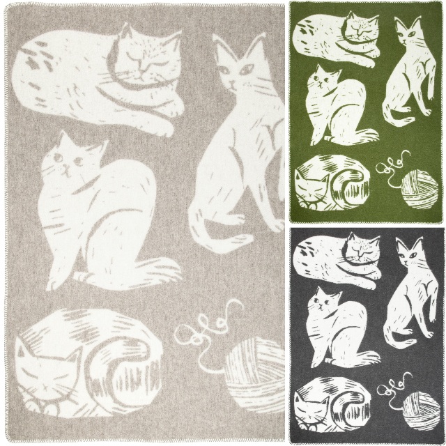 ウールブランケット  Lapuan Kankurit ネコの日 90x130cm