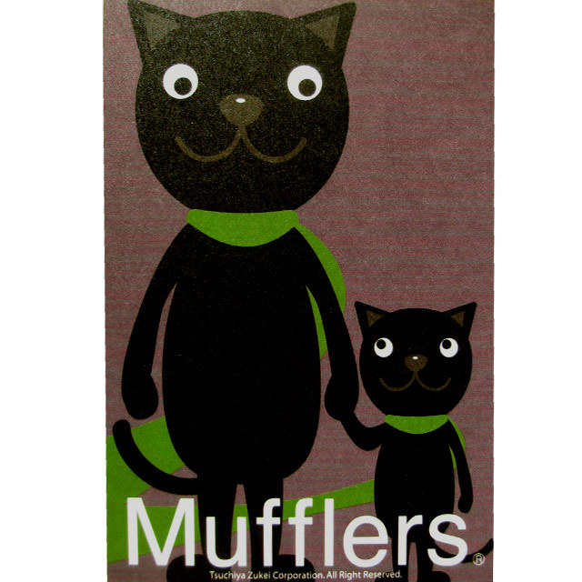 猫イラスト　ポストカード　クラシック　カーキ