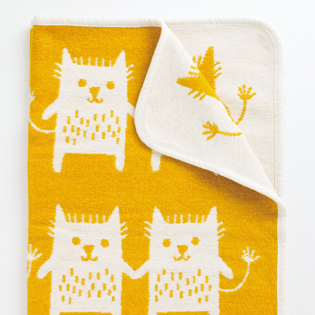 【新品未使用】　KLIPPANクリッパン　ウールブランケット　ネコ柄 北欧 KLIPPAN クリッパン ベングト・リンドベリの猫柄デザイン