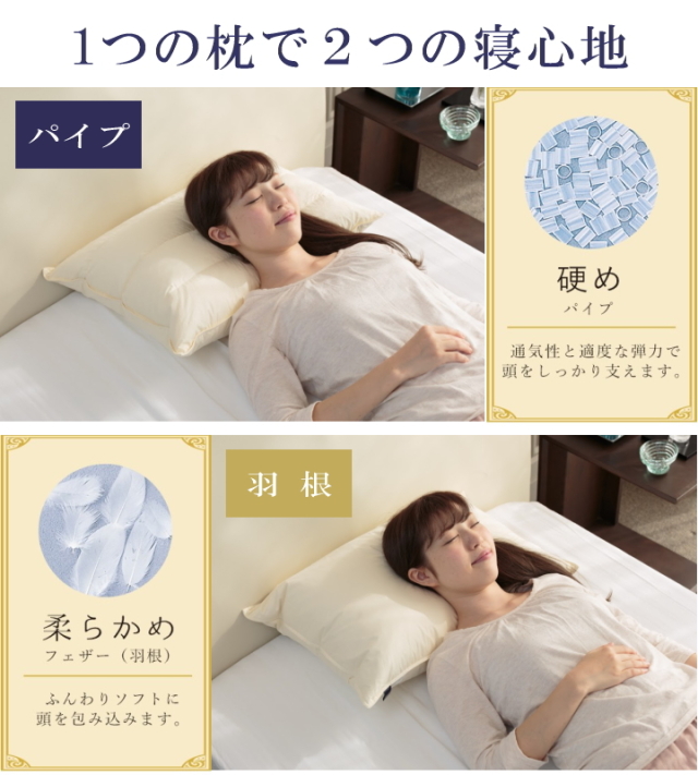 パイプ羽根枕（高） 至福の眠り