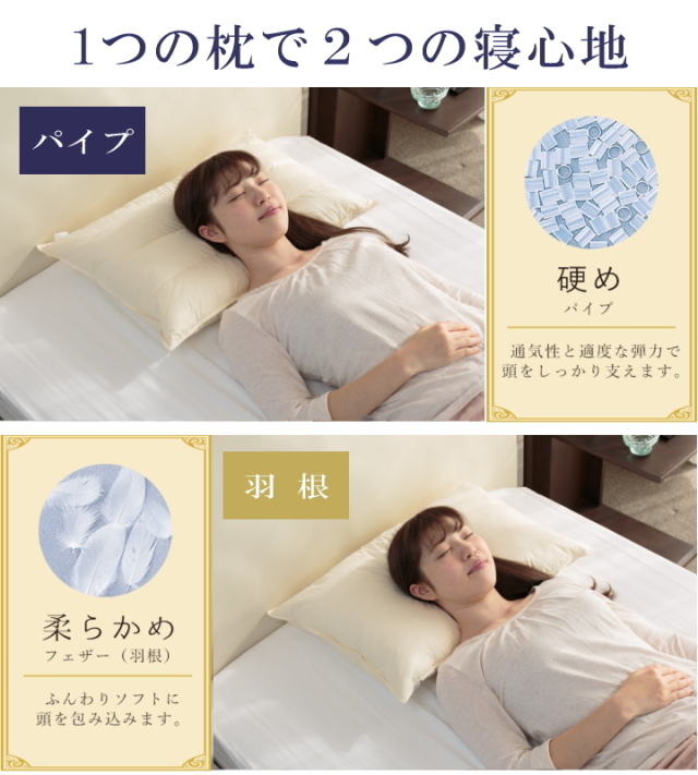パイプ羽根枕（標準） 至福の眠り