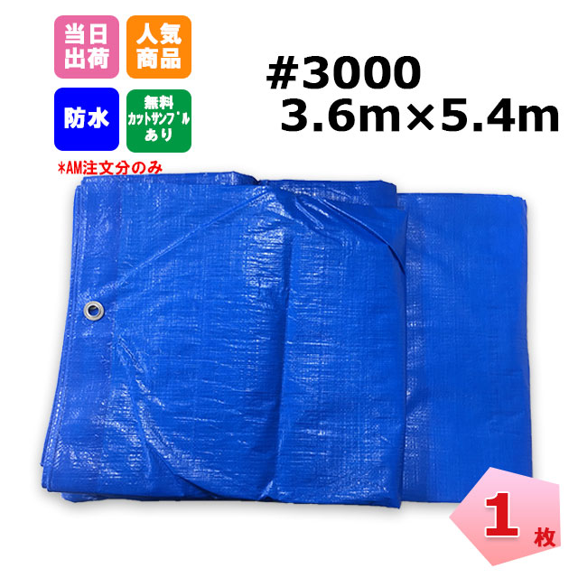 ブルーシート #3000 3.6m×5.4m 1枚 KMネクスト 181210360