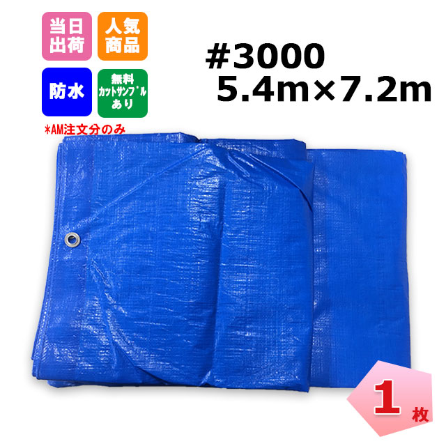 ブルーシート #3000 5.4m×7.2m 1枚 KMネクスト 181210380
