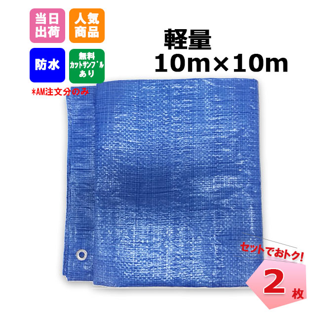 ブルーシート 軽量 10m×10m 2枚 KMネクスト 181210110