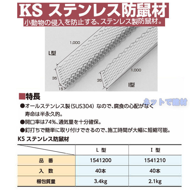 KSステンレス防鼠材 I型 40個セット 国元商会 1541210
