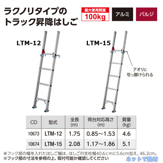 トラック昇降はしご　ラクノリ　LTM-12　長谷川工業