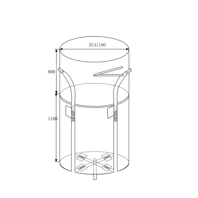 フレコンバッグ RB 丸型 1t 再生材使用 図面 コンテナバッグ コンテナバック