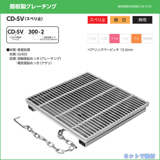 細目ますぶた CD-SV 1枚 ニムラ 街きょうます型式 300用 鋼板製グレーチング スベリ止 細目 桝用 都営住宅局型