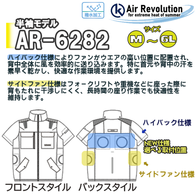 ファン付き作業服 AR6282 半袖タイプ