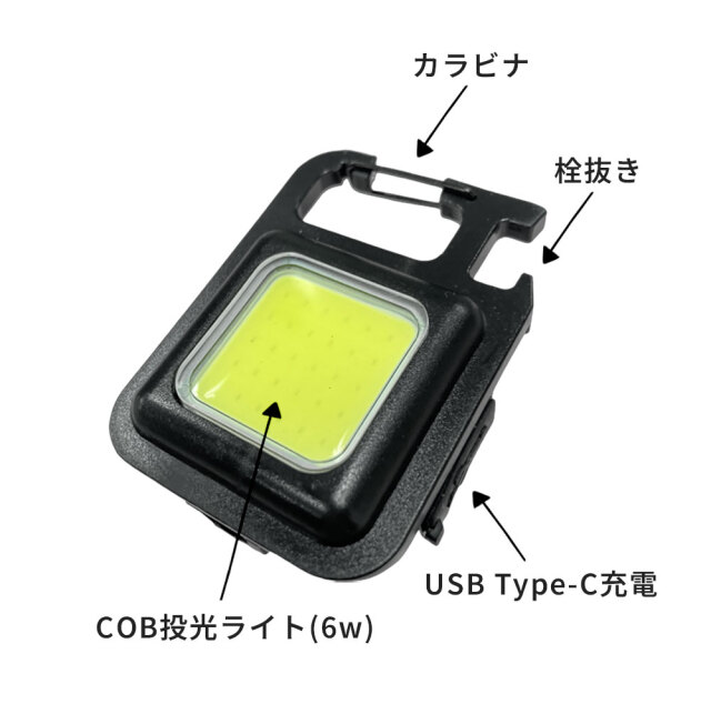 キーチェーンライト 1個 AR-4280-2 USB充電式 携帯サイズ 卓上ライト カラビナ 磁石付き せん抜き arao アラオ 【個人宛配送不可】