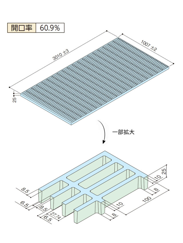 FRPグレーチング FG2525T 全2色 一般タイプ