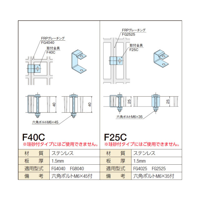 FRPグレーチング 専用 取付金具 取り付け金具