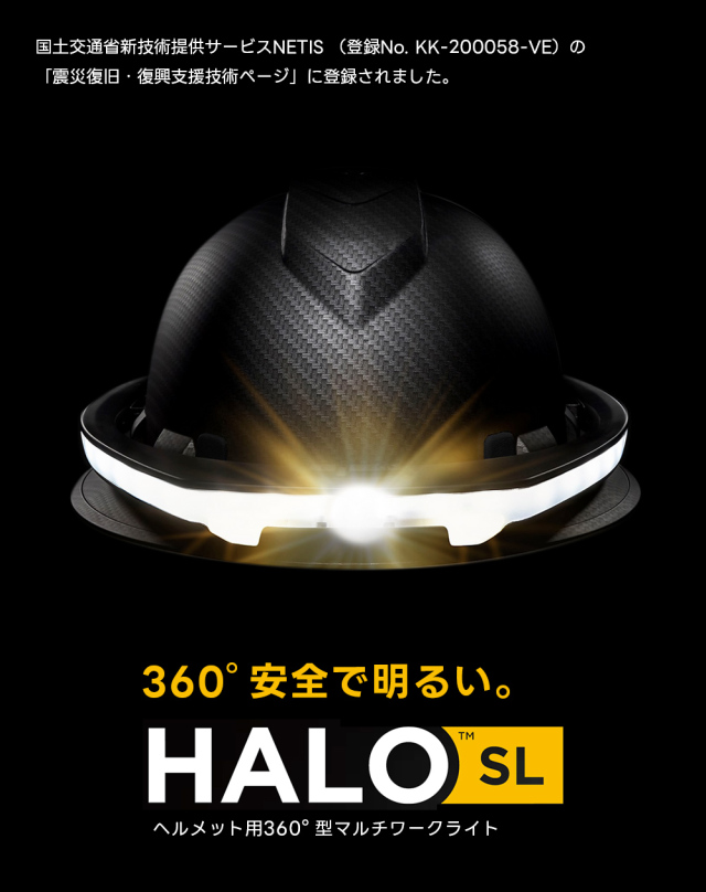 HALO SL スタンダードセット 360° ヘルメット用 全周型 LEDヘッドライト 福徳産業
