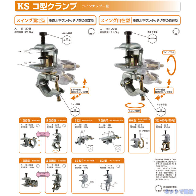 KSコ型クランプシリーズ 国元商会　商品説明
