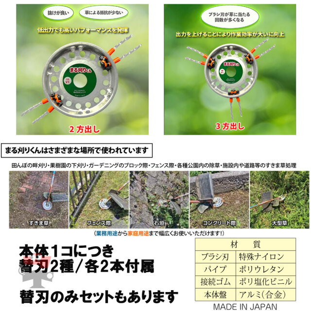 万能ブラシ 草刈り刃 まる刈りくん GBV1 本体 セット ムロヤ 直径 150mm