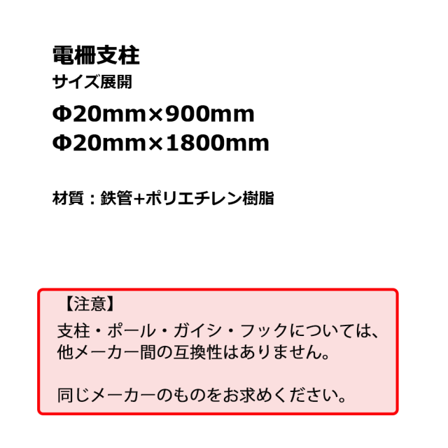 電柵支柱 Φ20ｍｍ×900ｍm シンセイ