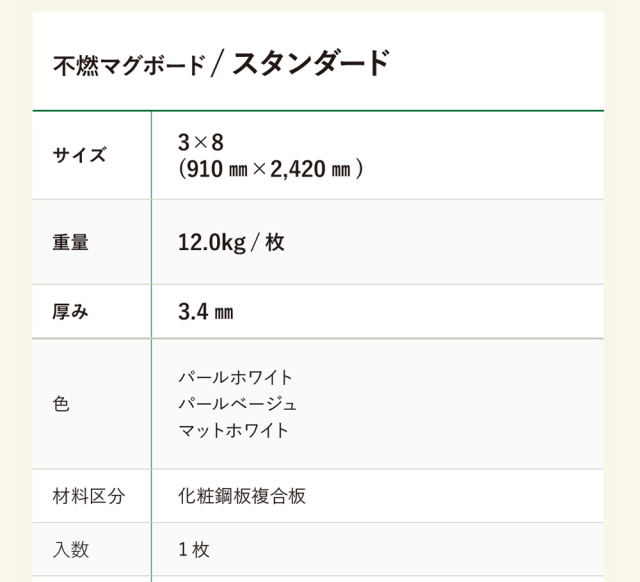 不燃マグボード スタンダード 3×8 (910×2420mm)