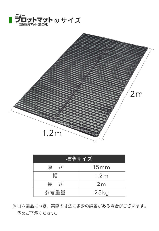 ニュープロットマット 穴あき 厚さ15mm 1.2ｍ×2ｍ 篠田ゴム 幅1200mm×長さ2000mm 黒 ブラック ゴムマット
