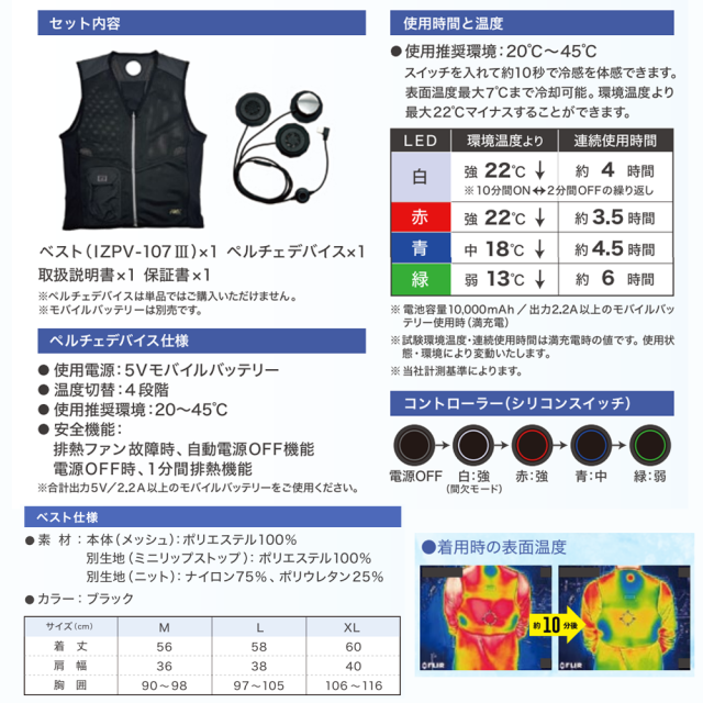 ケンケン様ご検討中ですＩ’ＺペルチェベストセットⅡIZPV-SETⅡ-L：XL IZPV-SETⅡ-L I'ZペルチェベストセットⅡ リンクサス(Linxas