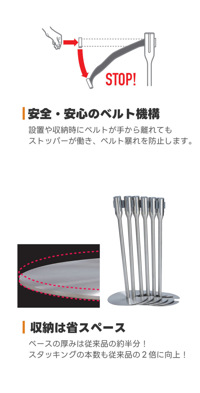 ベルト パーテーションスリム 3.3 2台セット 屋内用 ナイロンベルト