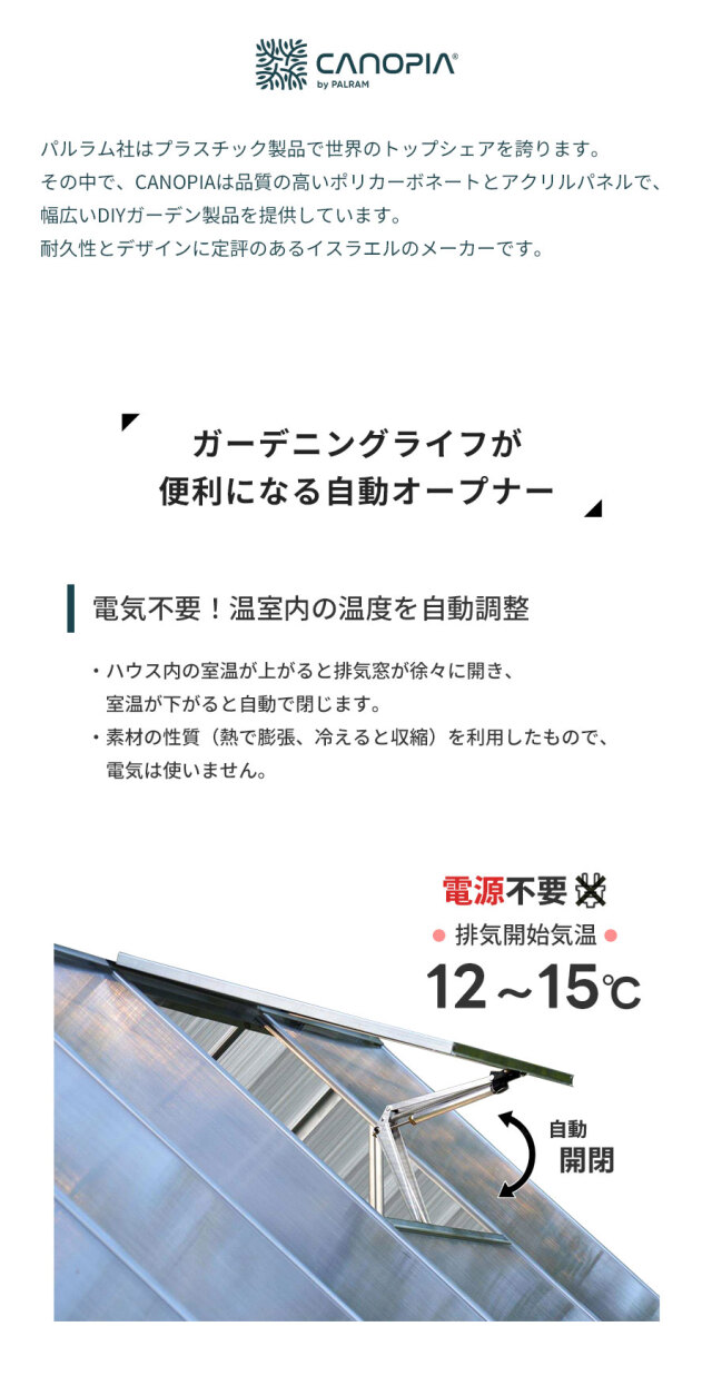 温室 グリーンハウス ハイブリッド専用 自動 ベント オープナー